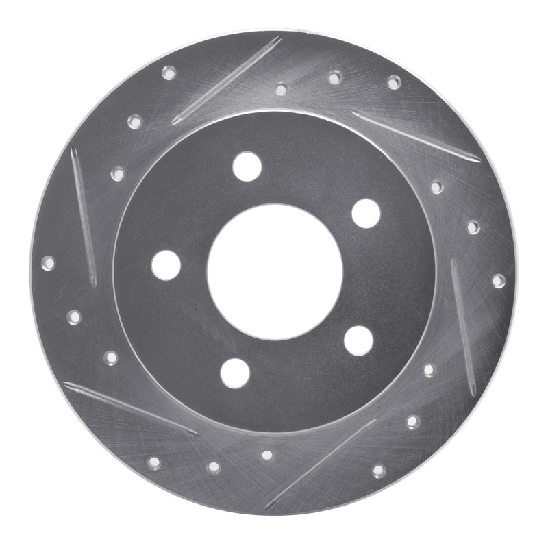 Ford Mustang Brake Rotor (1) - Rear Left - R1 Concepts - Drilled & Slotted - Silver - `94-`04
